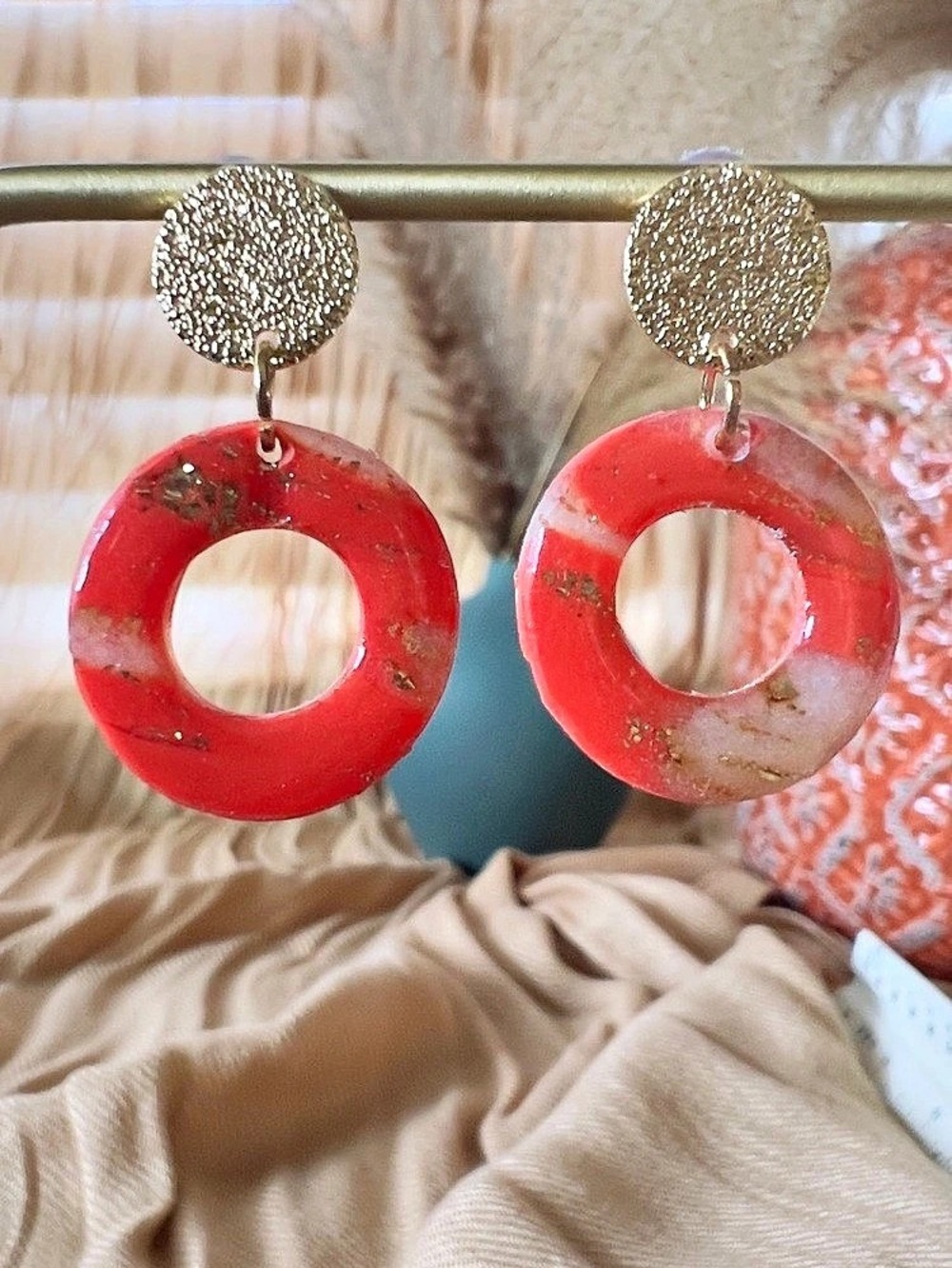 Red & Gold Statement Earrings